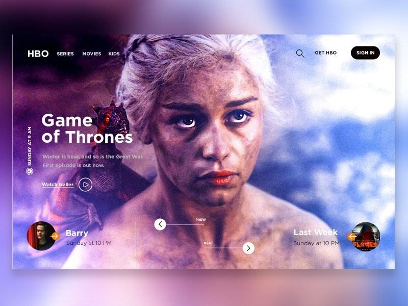Game of Thrones screen concept