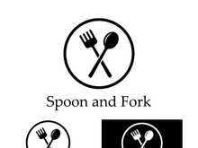 Creative spoon and fork logo.