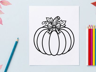 Coloring pumpkin for Halloween. Festive autumn decoration with a pumpkin.