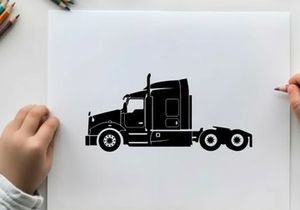 Silhouette of a semi truck with trailer