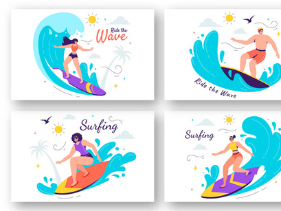 10 Summer Surfing Illustration