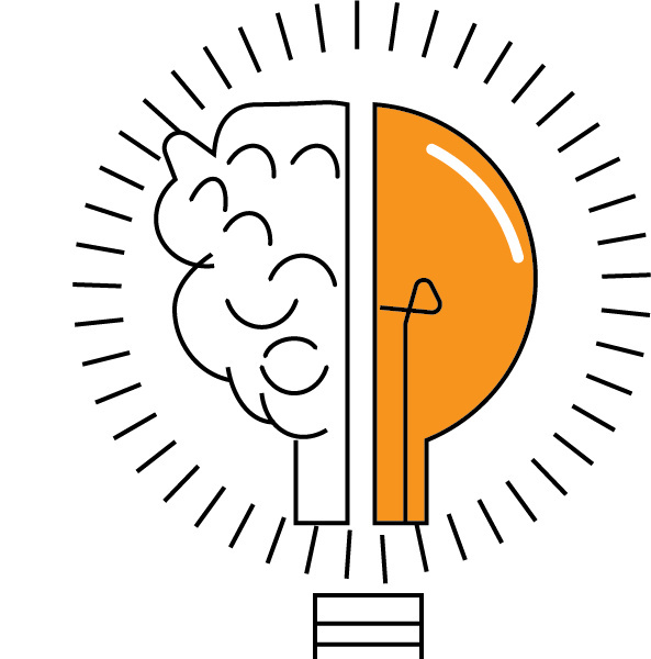 Flat light Bulb icon in Adobe illustrator