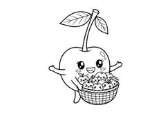 Cute apple character holding basket of apples vector illustration