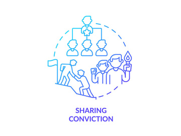 Sharing conviction blue gradient concept icon preview picture