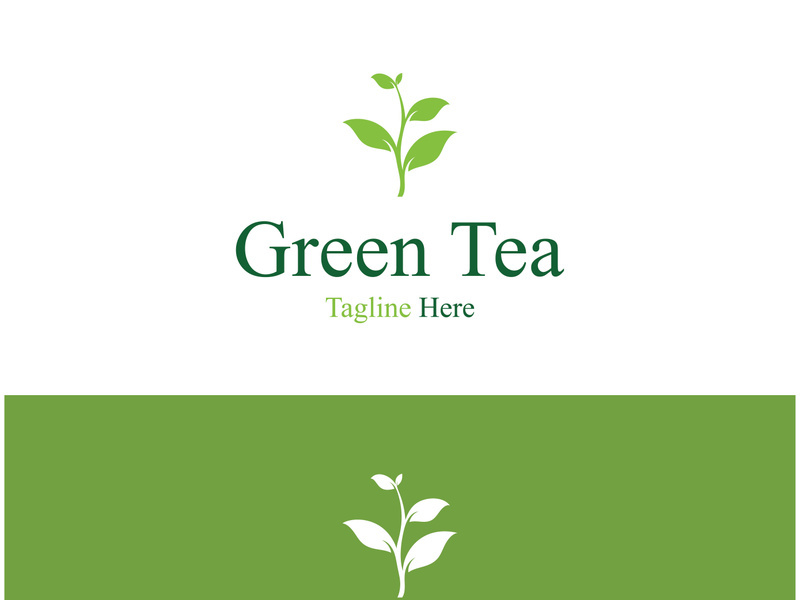 Tea cup logo vector design.Green tea vector logo template.