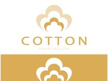Soft natural organic cotton flower plant logo for cotton plantations, industries,business,textile,clothing and beauty,vector