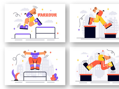 14 Parkour Sports Illustration