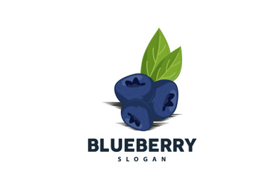 Blueberry Logo, Garden Farm Fresh Fruit Vector, Elegant Simple Design preview picture