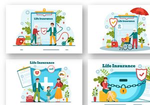 12 Life Insurance Vector Illustration