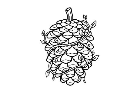 Ilustração de pinha desenhada à mão para designs com tema natureza. Esboço botânico artístico para projetos ecológicos e branding orgânico.