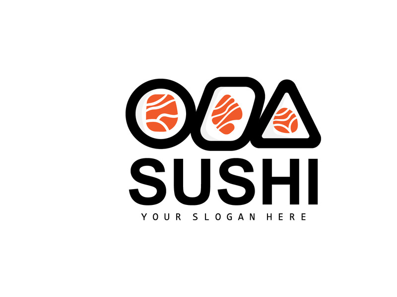 Sushi Logo, Japanese Food Sushi Seafood Vector