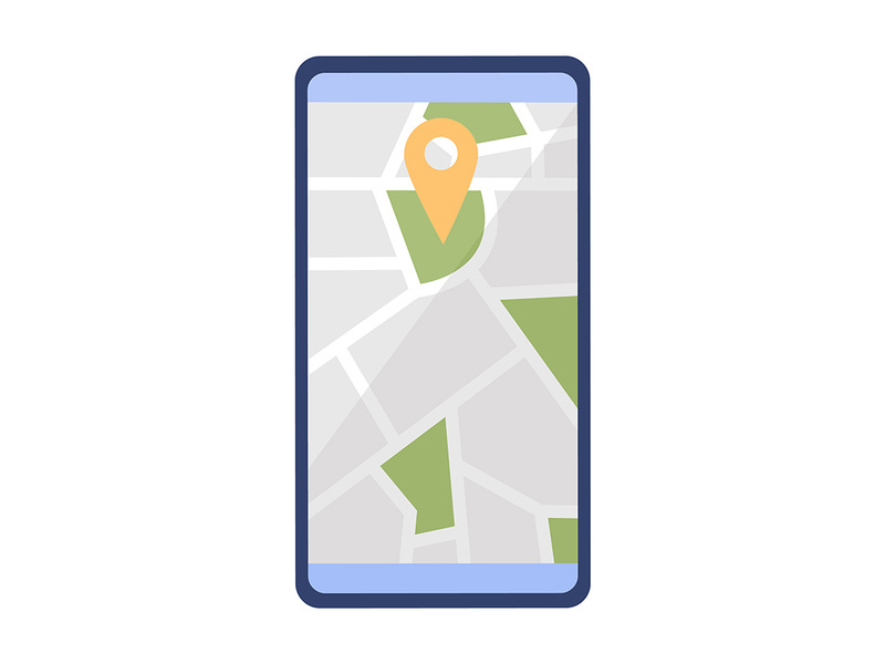 Map on mobile phone semi flat color vector object