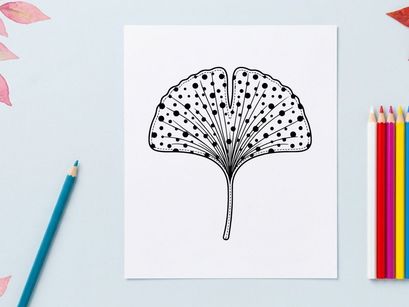 Stylized Ginkgo Leaf Illustration for Nature and Botanical Design. Artistic botanical graphic with detailed leaf pattern, ideal for eco-friendly br...