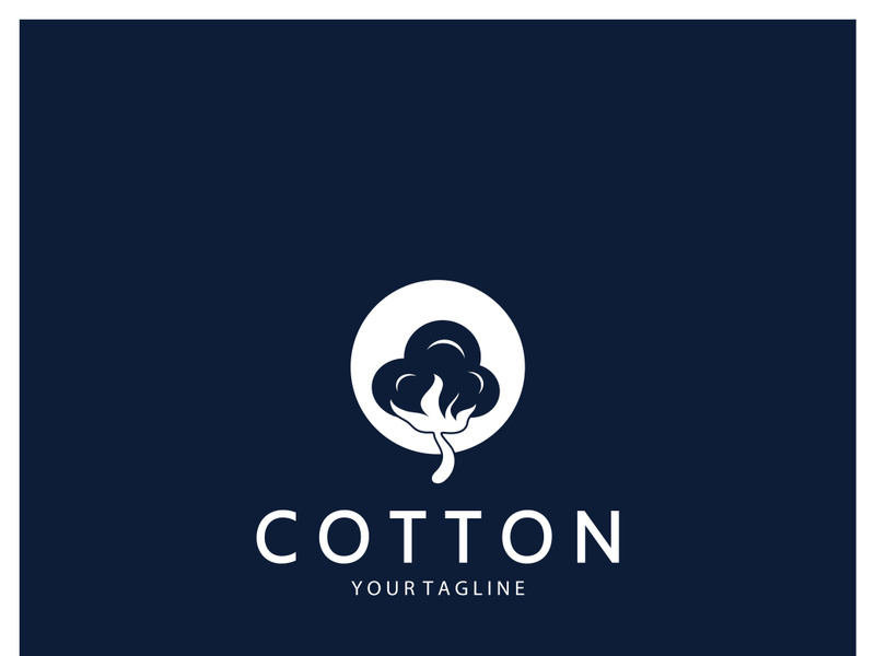 Soft natural organic cotton flower plant logo for cotton plantations, industries,business,textile,clothing and beauty,vector