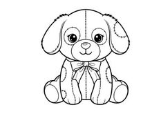 Cute puppy bow tie sitting vector illustration flat design