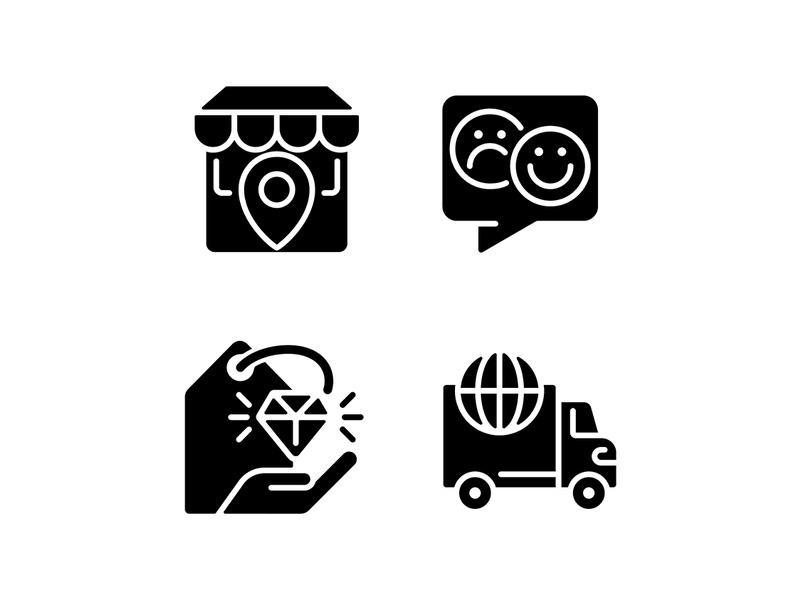 Shopping black glyph icons set on white space