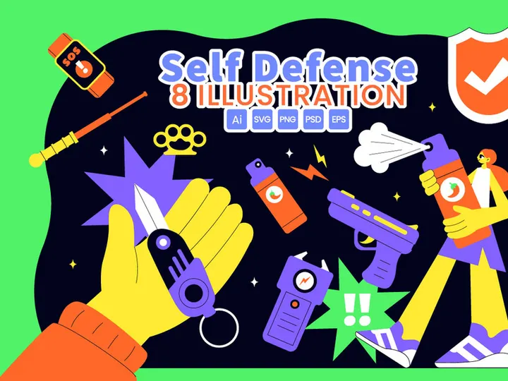 8 Self Defense Vector Illustration