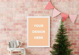 Interior Christmas concept in a frame mockup