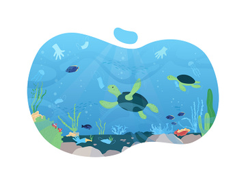 Water pollution 2D vector web banner, poster preview picture