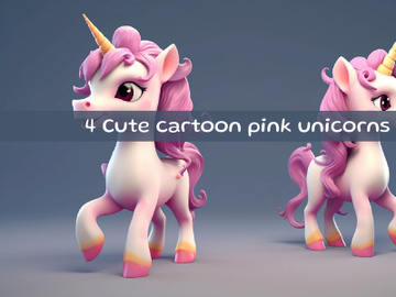 Cute cartoon pink unicorns preview picture
