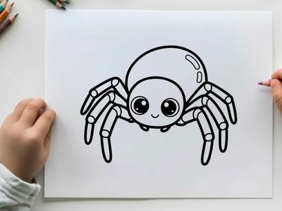 Cute cartoon spider smiling vector illustration flat design