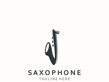 Saxophone music logo design simple modern and minimalist illustration