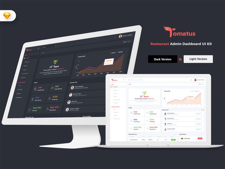Tomatus-Restaurant Admin Dashboard UI Kit (SKETCH)