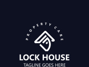 Lock House secure logo design, smart key home vector concept template