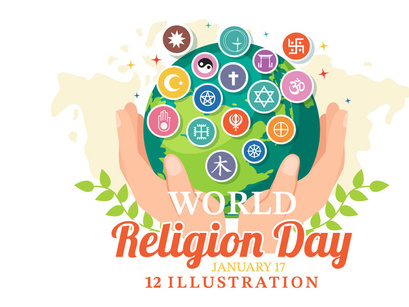 12 World Religion Day Illustration
