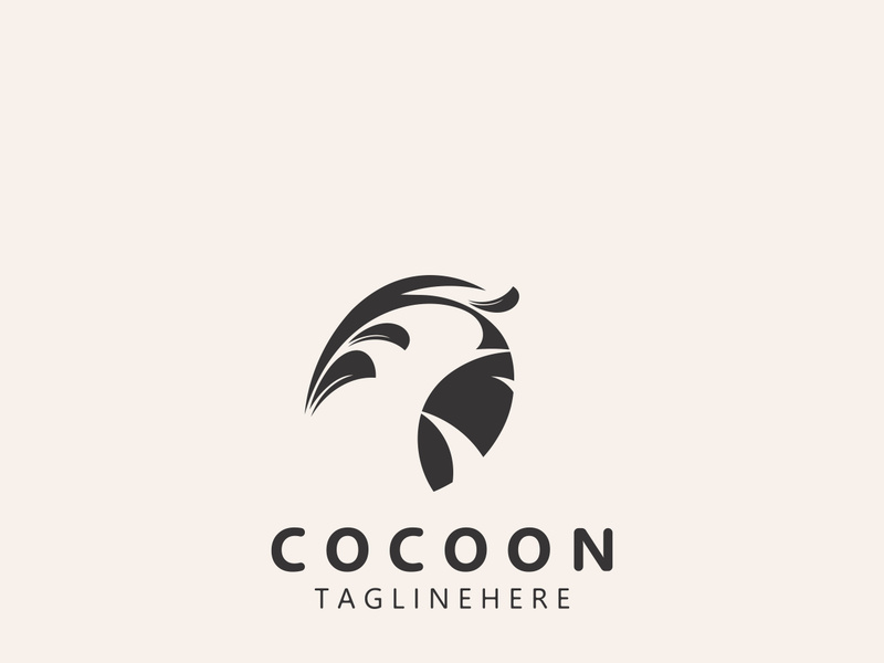 Cocoon logo Butterfly silkworm symbol. Illustration caterpillar animal template design