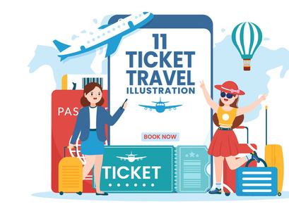 11 Online Travel Ticket Store Illustration