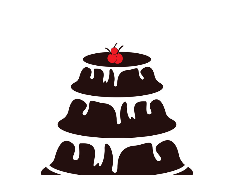 Sweet cake template logo design vector illustration of silhouette with cherries