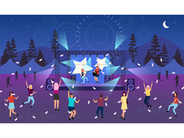 Nighttime music festival flat vector illustration preview picture