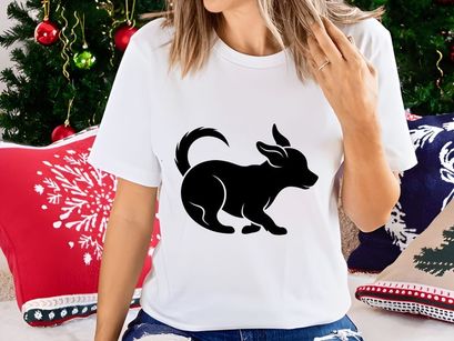 Black Silhouette of a Running Chihuahua Dog