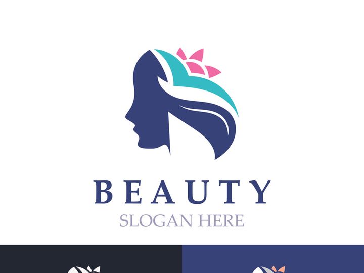 Woman Beauty care logo. fresh Nature beauty face saloon and spa design flat vector
