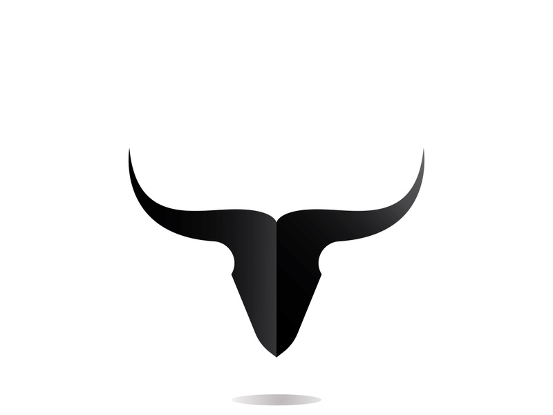 Retro vintage bull head horns logo.