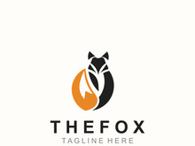 Fox logo design simple and minimalist template. abstract animal Fox tail illustration