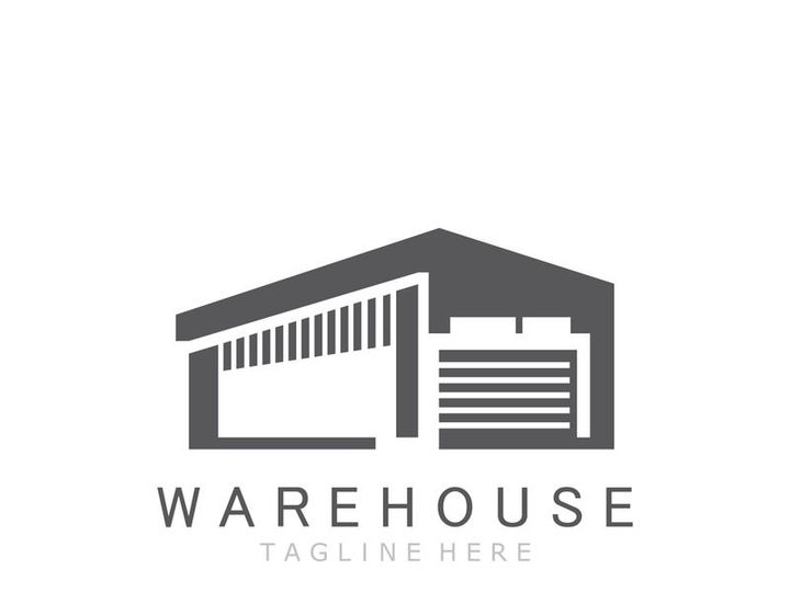Warehouse modern storage logo business industry illustration