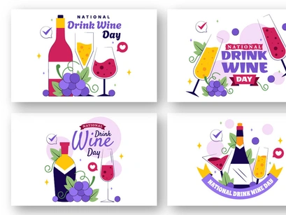 11 National Drink Wine Day Illustration