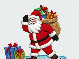Santa is depicted in a festive embroidery design. preview picture