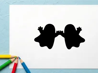 Silhouette of two children holding hands, playful and joyful scene