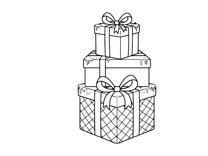 Gestapelte Weihnachtsgeschenkboxen mit Bändern und Schleifen für festliche Deko und Feierlichkeiten
