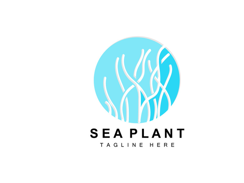 Seaweed Logo, Sea Plants Vector Design, Grocery And Nature Protection