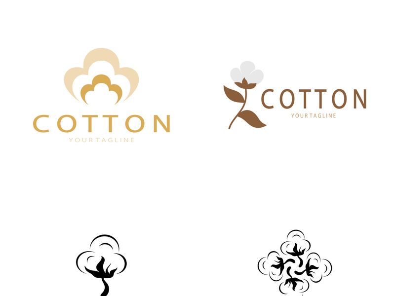 Soft natural organic cotton flower plant logo for cotton plantations, industries,business,textile,clothing and beauty,vector