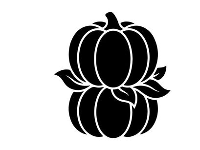 Silhouette of a pumpkin with leaves for Halloween or autumn decor