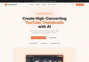 ThumbSpark AI Website Design | AI YouTube Thumbnail Generator Landing page