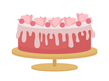 Decorated cake for party semi flat color vector object preview picture