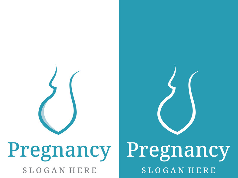 Abstract logo of mother or woman carrying baby or pregnant. Logos for clinics, pharmacies and hospitals.