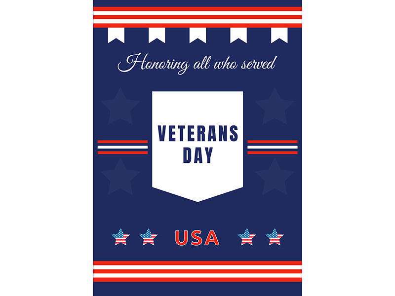 American Veterans Day poster flat vector template