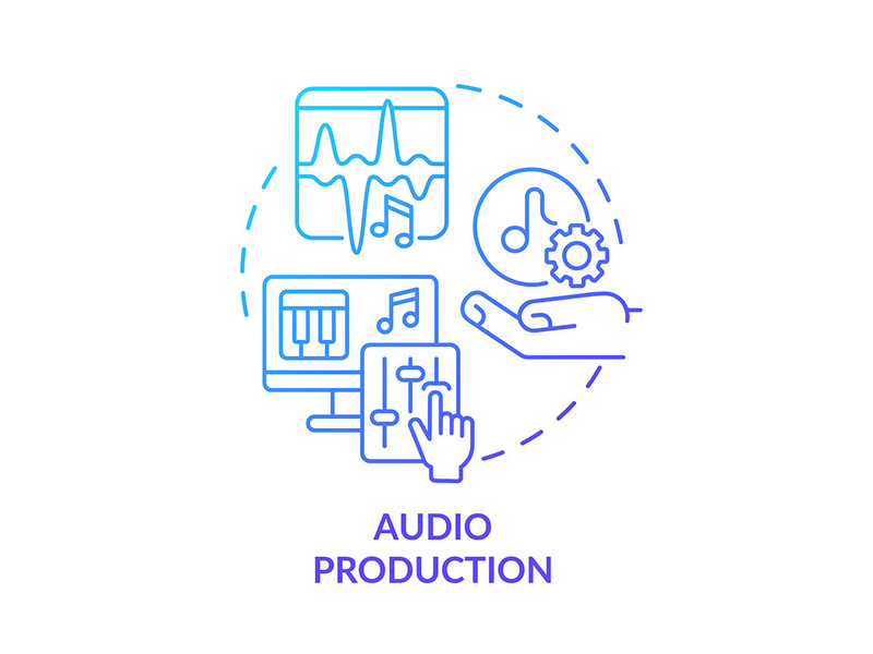 Audio production blue gradient concept icon